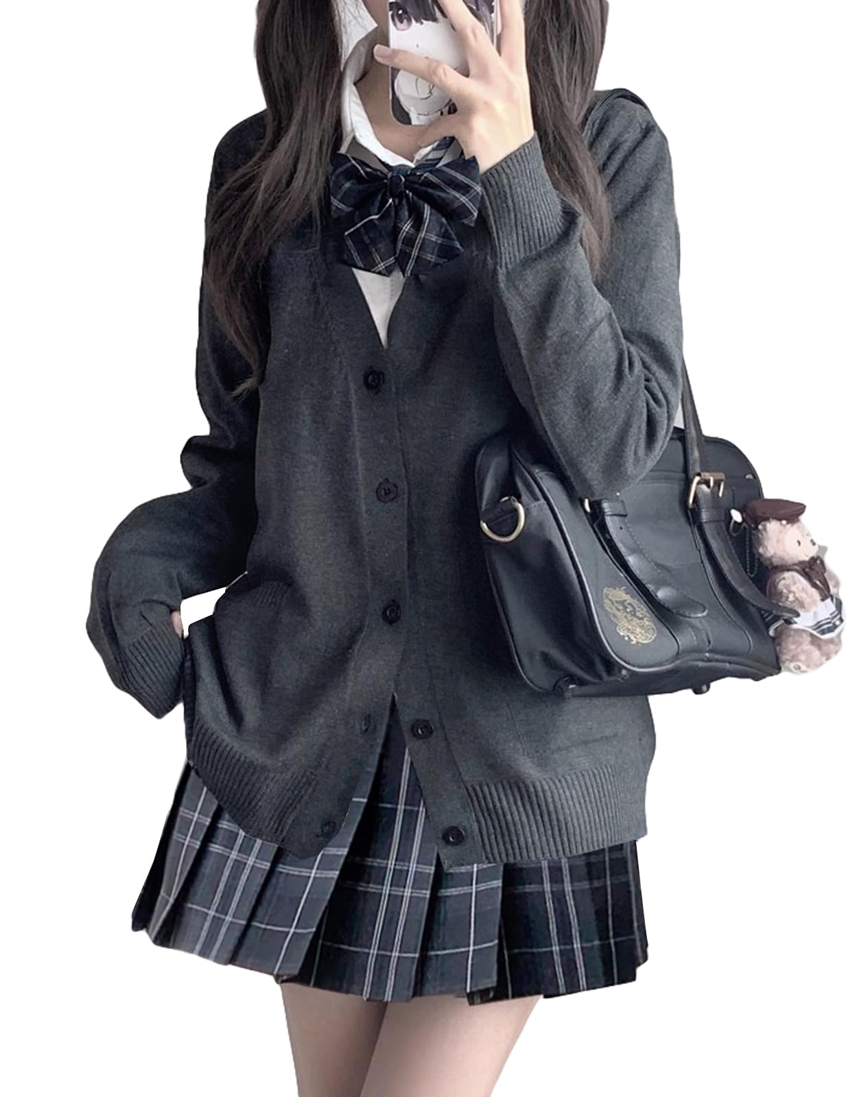 制服 女子高生 スクールカーディガン スカート シャツ 蝶結び 4点セット ニット 学生服 制服 通学 高校生 中学生 コスプレ 遊園地 パーティーウェア 通学 通勤 学園祭 文化祭 イベント 仮装