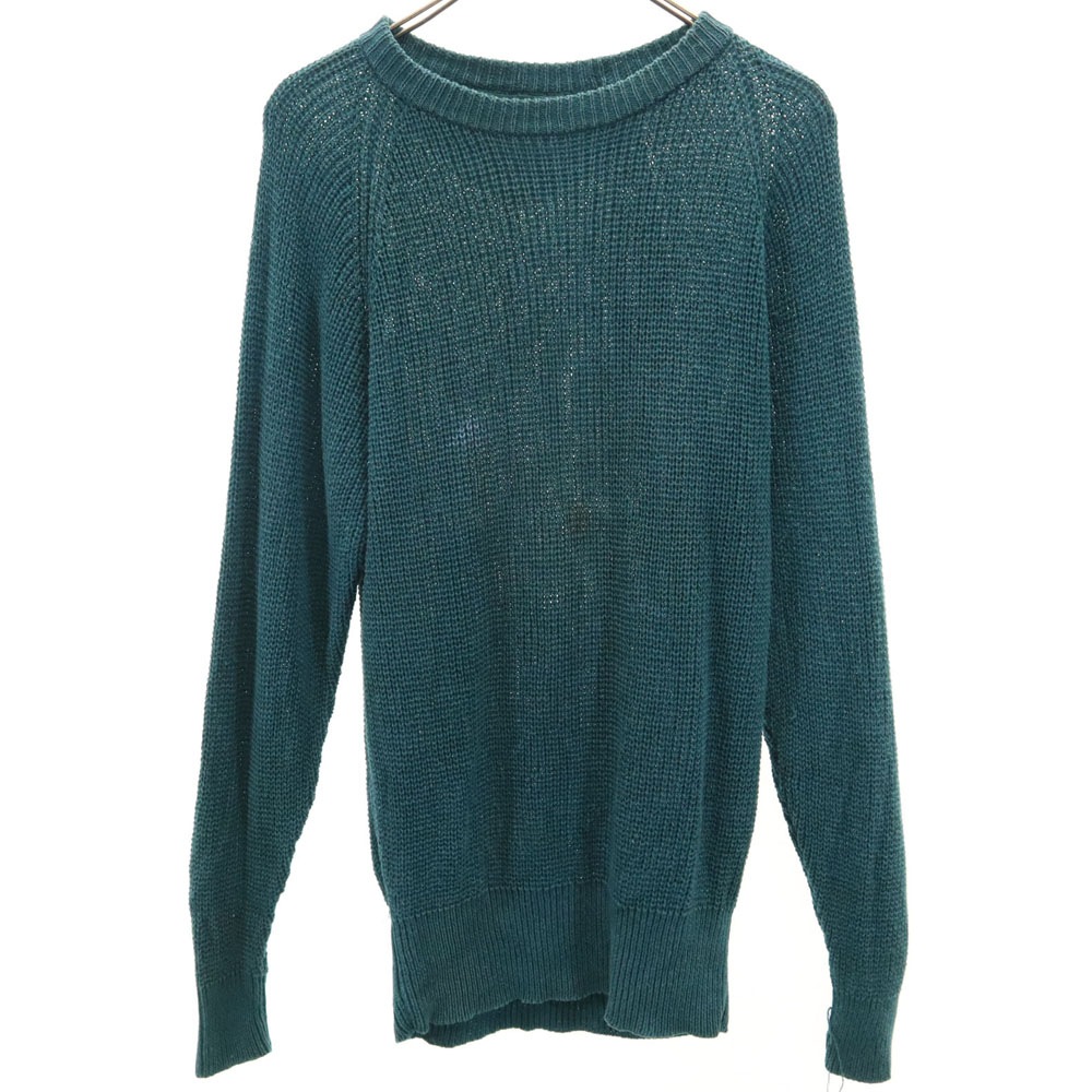 70s ヴィンテージ 長袖 リネンニット セーター グリーン系 メンズ