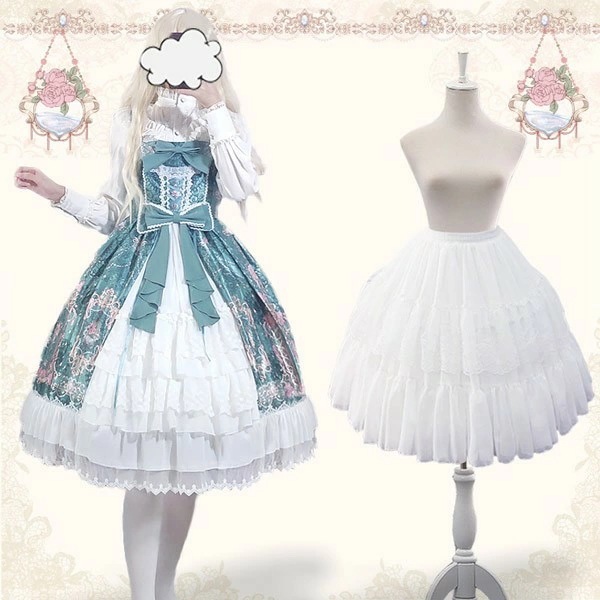 パニエ ロリータ ２本ワイヤーあり 長さ調整可能 普段使い ゴスロリ ソフトチュール Lolita ホワイト コスチューム ボリューム ゴムウエスト 萌え萌え 柔らかい 骨あり ふわふわ カワイイ お
