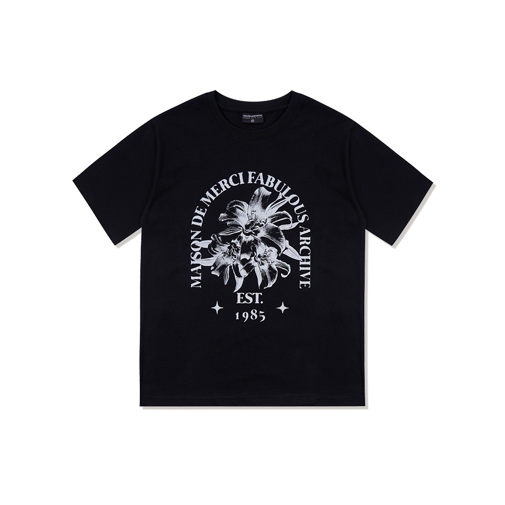 ファビュラスアーカイブユニセックスルリスエフェクトブラーシングルジャージーショートスリーブ T シャツブラック (FCD2TS601M)