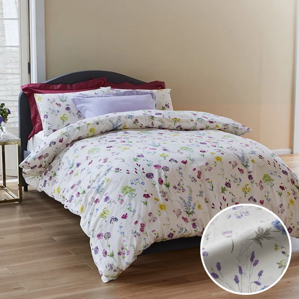 掛け布団カバー 綿100% インド超長綿 抗菌 日本製 両サイド全開ファスナー スライダー2個 着脱簡単 シングル ダブル 花柄 ボタニカル 80ラムコサテン エレガント 24+