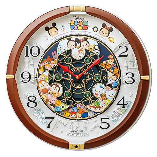色：01:茶メタリック セイコークロック 掛け時計 からくり時計 キャラクター ディズニーツムツム