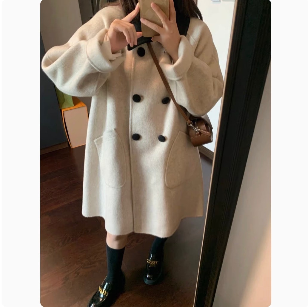 レディース コート デート 上着 袖あり 長袖 Vネック 襟付き セミフレア Aライン 切り替えデザイン 厚手 上下セット かわいい 大人可愛い きれいめ シンプル カジュアル 上品 おしゃれ