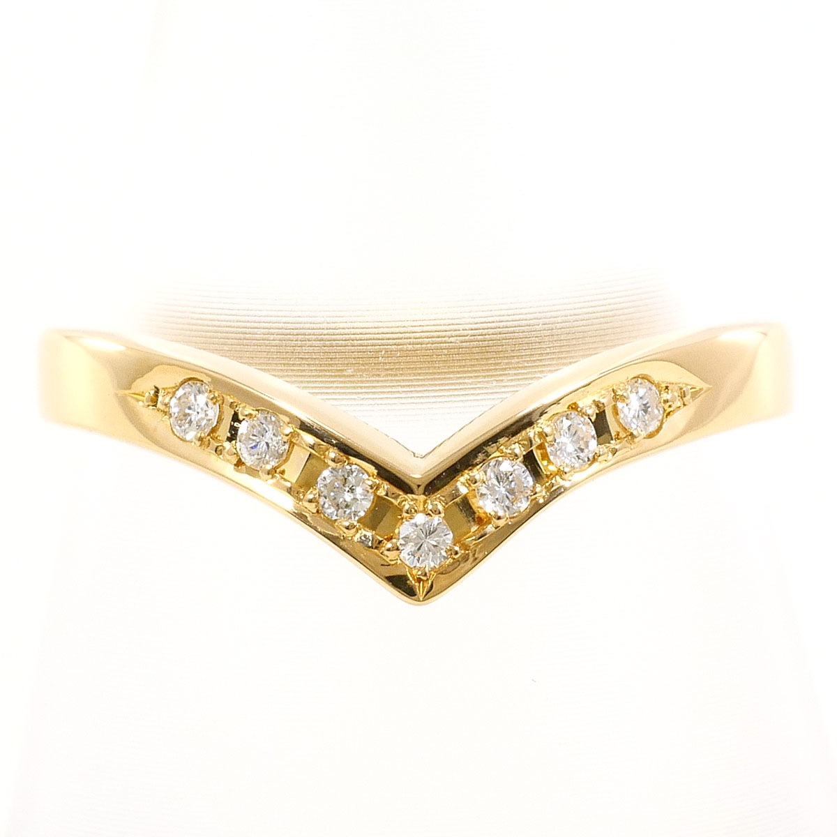 K18 18金 YG イエローゴールド リング・指輪 12号 ダイヤモンド 0.08ct 総重量約2.1g 中古