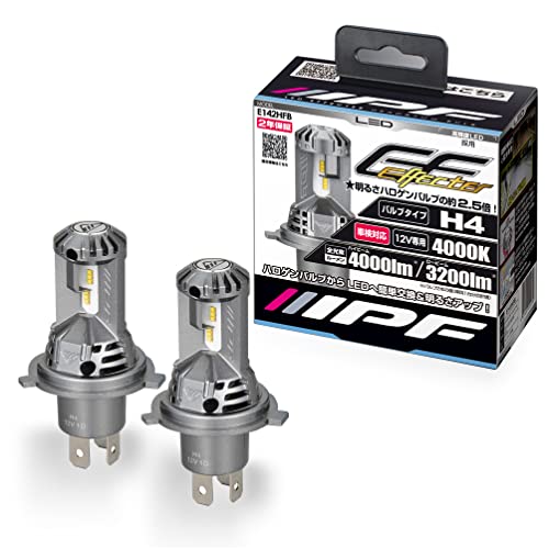 IPF ヘッドライト フォグランプ LED 車用 H4 Hi Lo切替 4000lm 3200lm 4000K 温白色 12V用 2本入 車検対