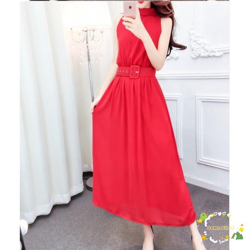 ワンピース 夏 ノースリーブ 肩だし Aライン レディース ウェストゴム シフォン 着痩せ 韓国風 キレイめ デート ベルト付き おしゃれ OL 二次会 カジュアル 通勤