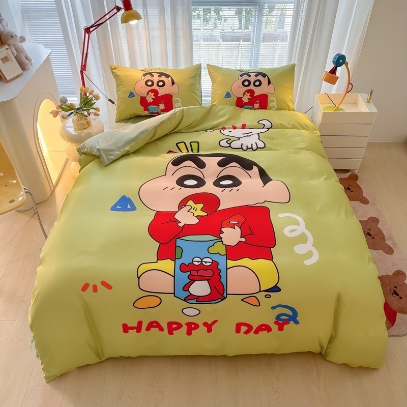 クレヨンしんちゃん 洗いざらしシルク4点セット肌に優しい3点セットボックスシーツ掛け布団カバー学生用寝具セット