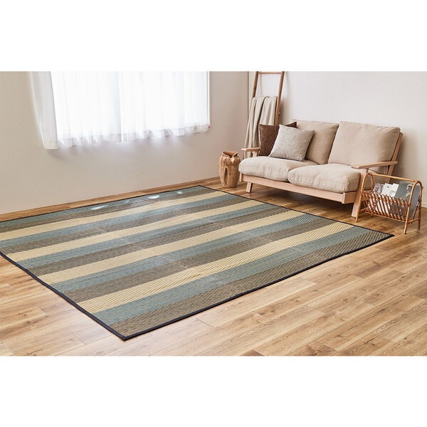 81938200 国産い草ラグ(裏貼り) レーヴ 191×191 ブルー メーカー直送