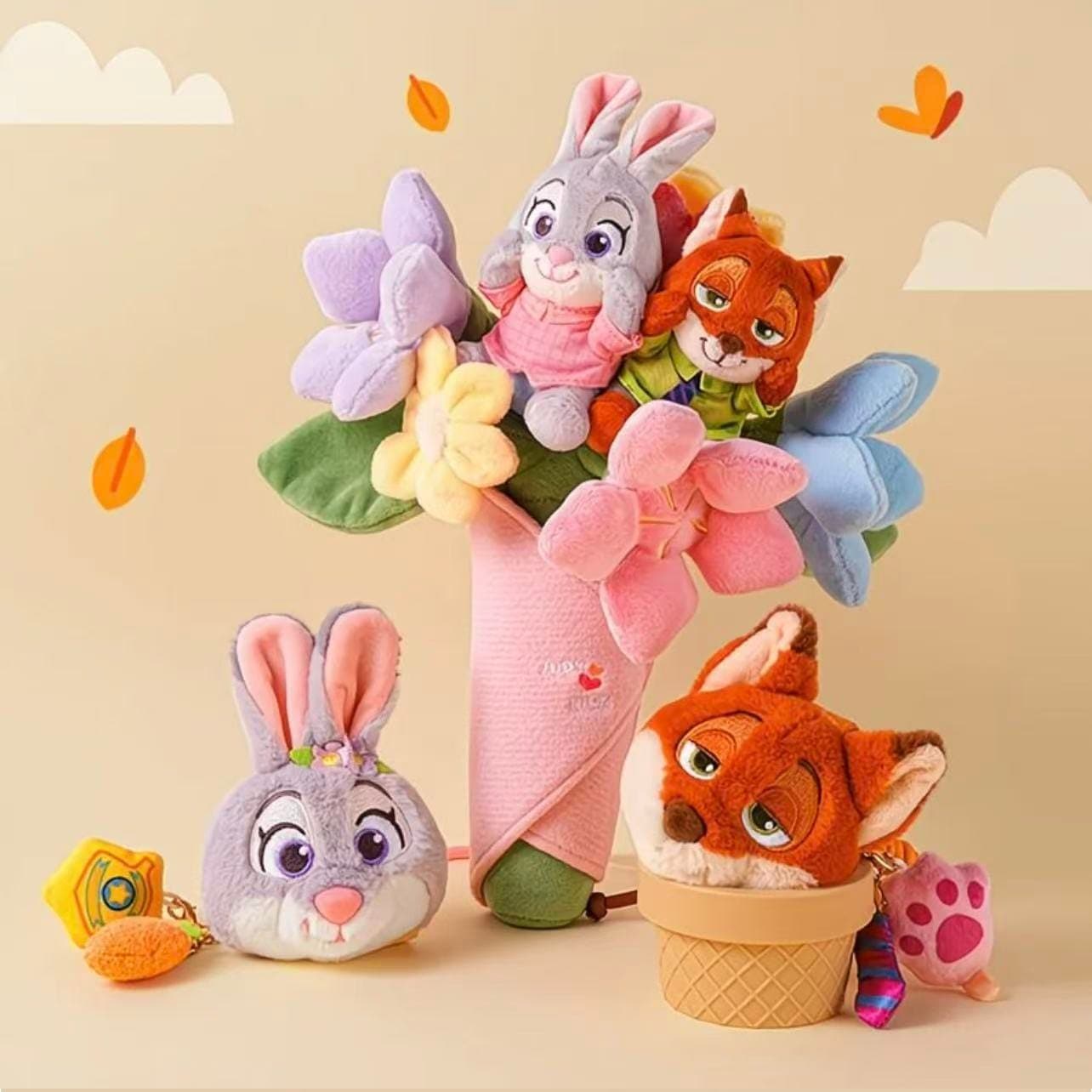 【3日出荷！公式正規品】Zootopia judy nick ディズニー ズートピア ジュディ ニック ぬいぐるみキーチェーン バッグチャーム ぬいぐるみブーケ - バレンタインデーギフトクリスマスギ