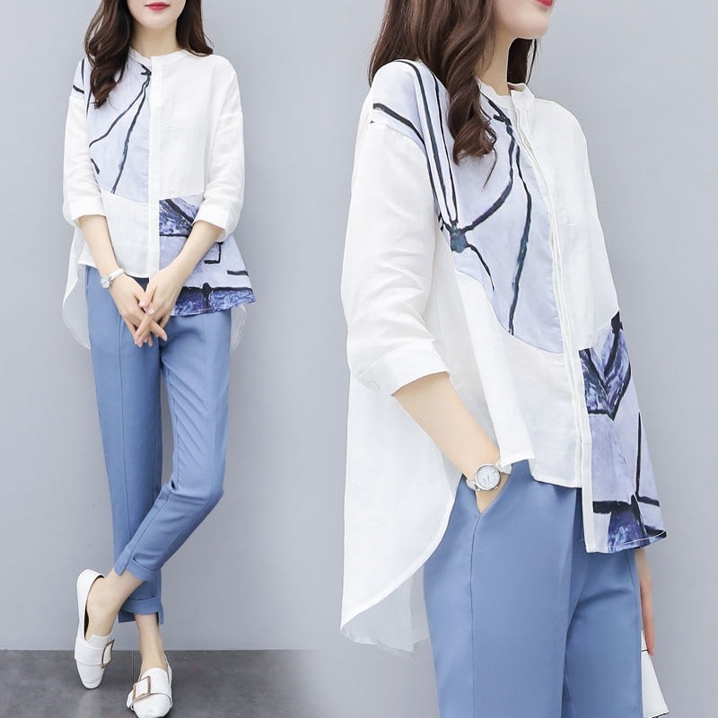 セットアップ トップス ボトムス ブラウス カットソー カラーパンツ テーパードパンツ 袖あり 5分袖 五分袖 襟付き ハンドカラー 上下セット 2点セット かわいい 大人可愛い きれいめ