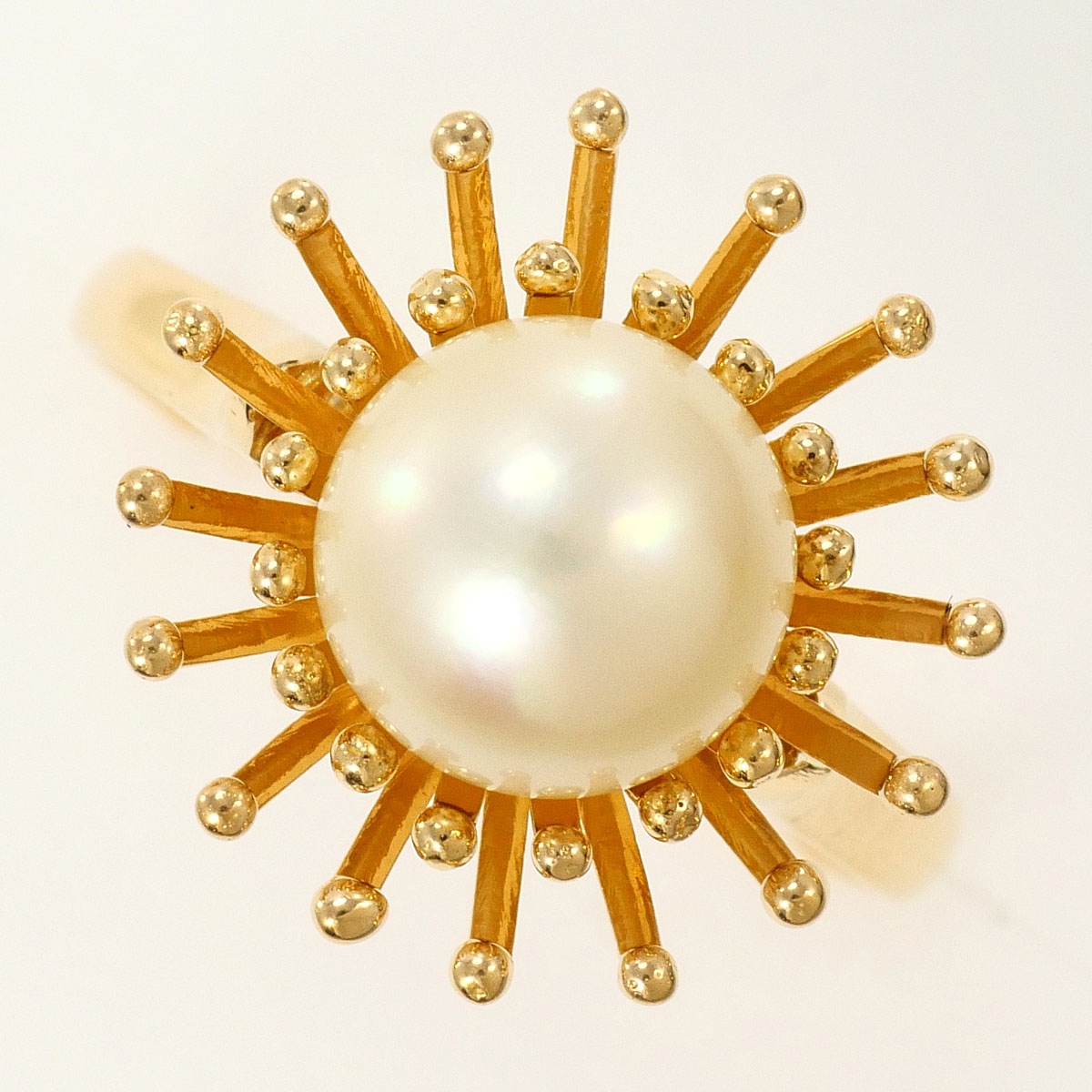 K18 18金 YG イエローゴールド リング・指輪 15号 パール（真珠） 総重量約4.6g 中古