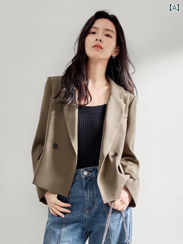 ビジネス　スーツ　ジャケット ダイアログ ファッション 通勤 ショート スーツ ジャケット 女性用 2025 春 スタイル シンプル フラット テクスチャ トップ