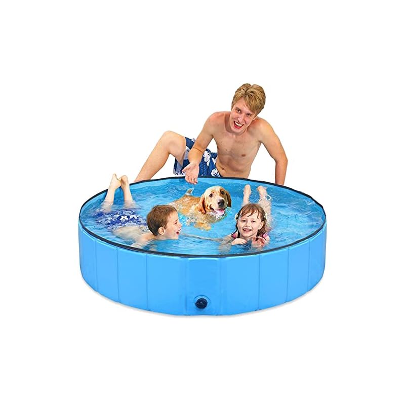 Taeku 犬用プール, 折り畳み 持運び便利 ペットプール PVC 持運び便利 犬 バスタブ 子供用プール ベビー プール 小型犬 中型犬適用 屋内屋外用 (160*30cm ブルー)