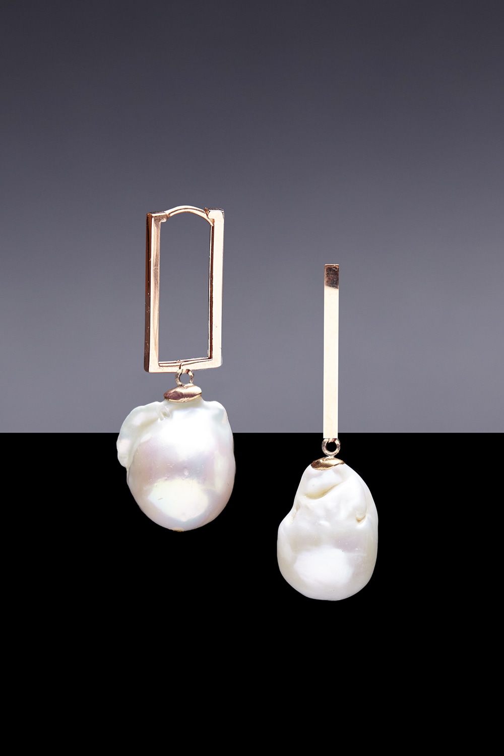 [HAZINA] Baroque Pearl Square Hoop Earrings
