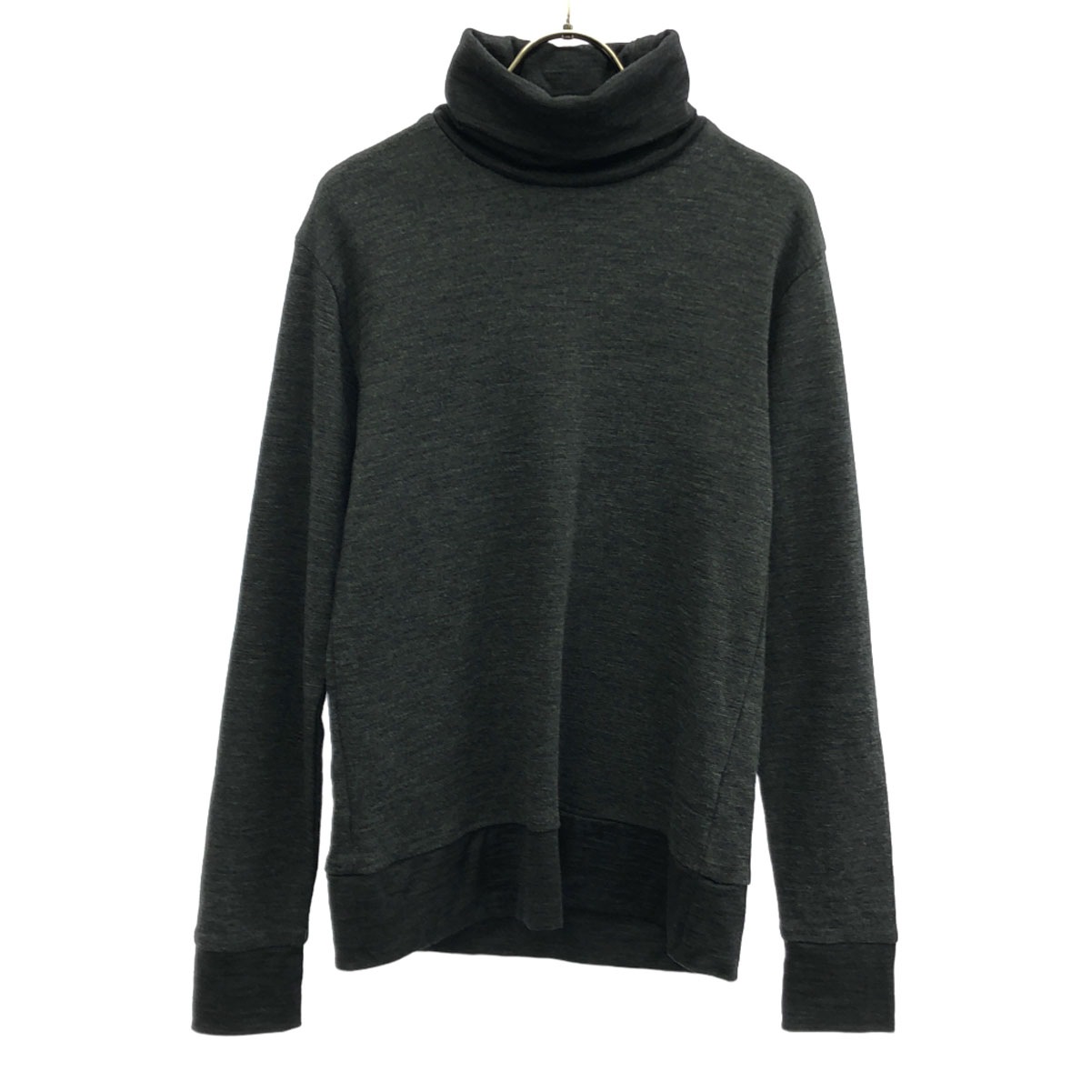 日本製 ウール100% 長袖 タートルネック ニット 38 グレー メンズ 古着