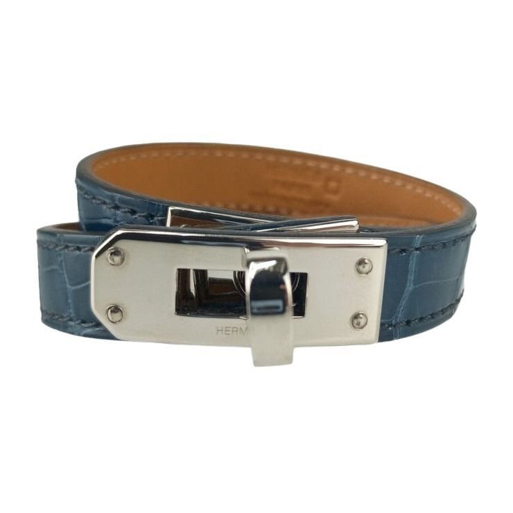 ブレスレット KELLY DOUBLE TOUR アリゲーター 066303CK シルバー金具 BLUE TEMPETE バングル アクセサリー ブランド 小物【本物保証】