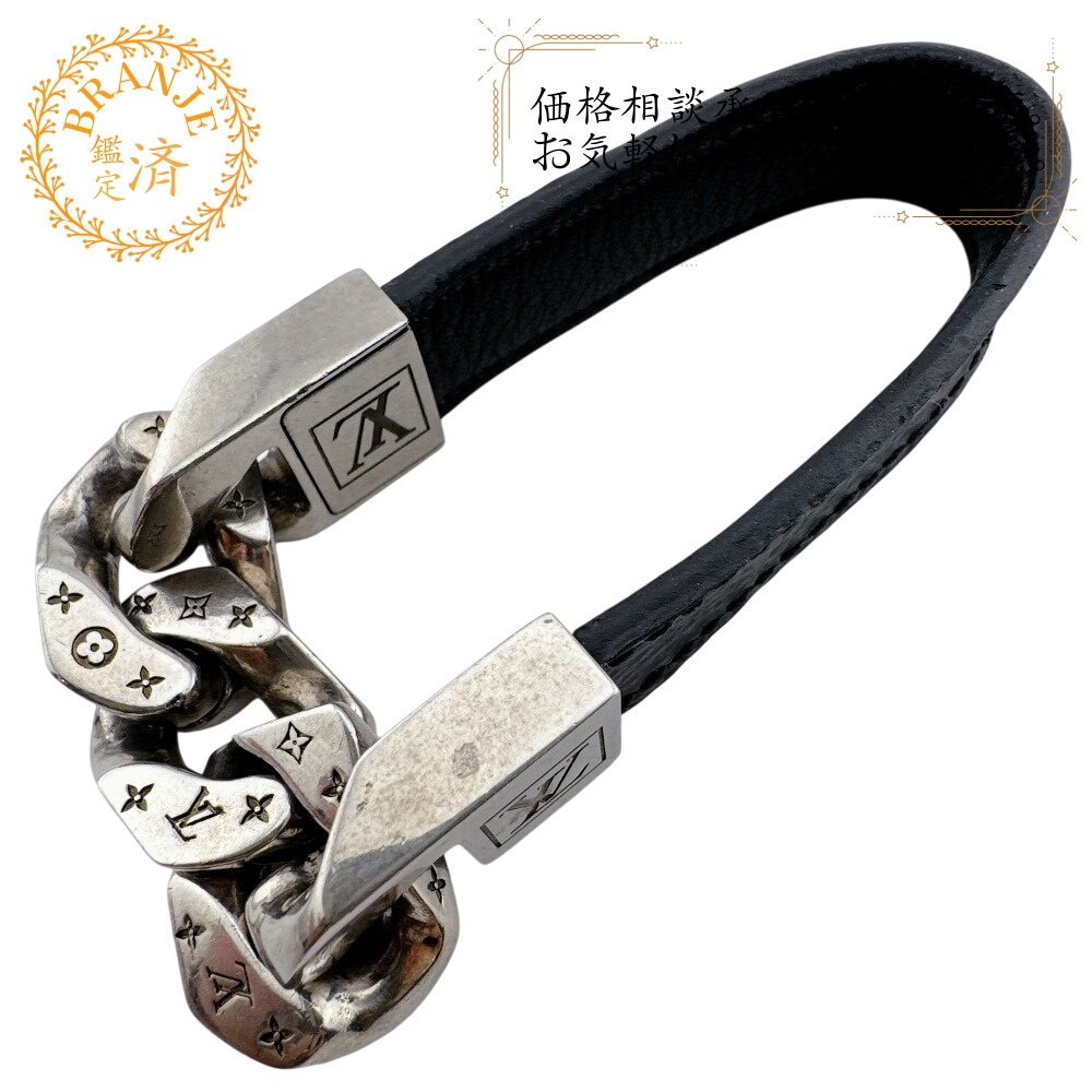 M6552 ブラスレ モノチェーン モノグラムエクリプス レザー ブレスレット シルバー