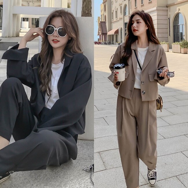 セットアップ レディース 秋 カジュアル スーツ ジャケット パンツ 韓国 ファッション 上下セット