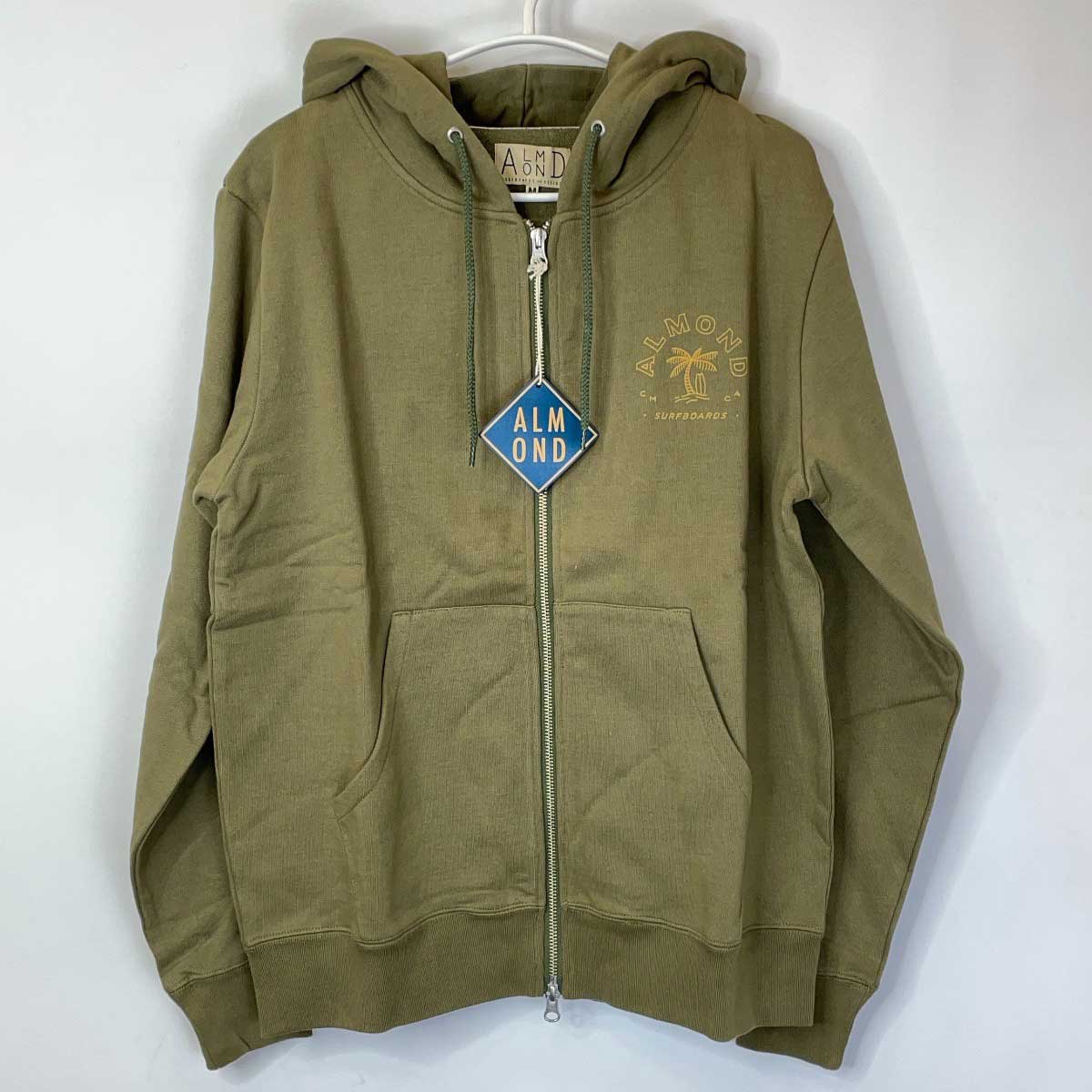 【中古・未使用品】Almond Surfboards & Design パラダイス ジップ M オリーブ ZH2001W メンズ アーモンドサーフボード ジャケット パーカー フーディ