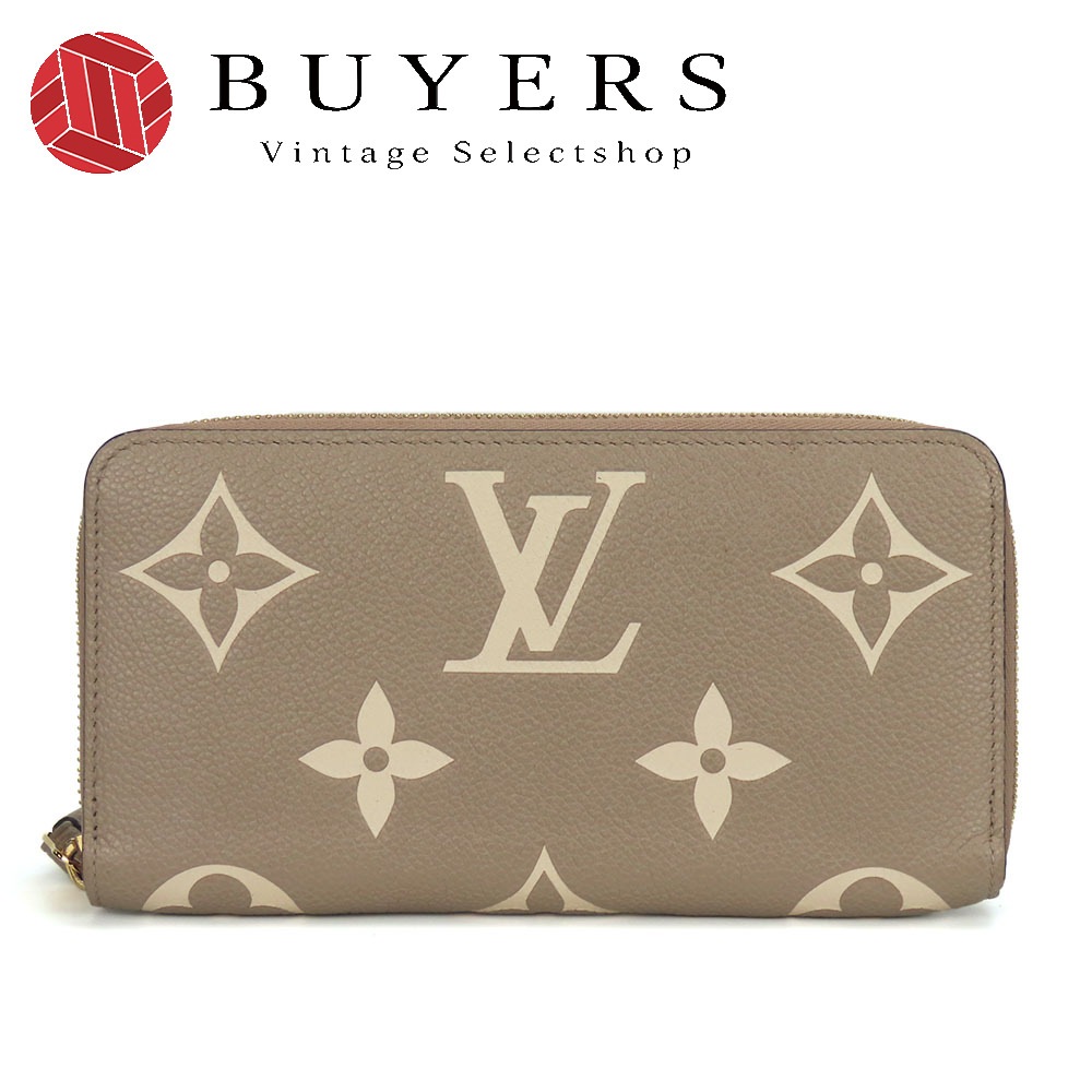 中古 長財布 ジッピー・ウォレット M69794 モノグラムアンプラント トゥルトレールクレーム グレージュ ゴールド金具 バイカラー ラウンドファスナー 普段使い レディース 女性