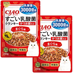 CIAO (チャオ) すごい乳酸菌クランキー かつお節入り まぐろ味 200g 2個セット