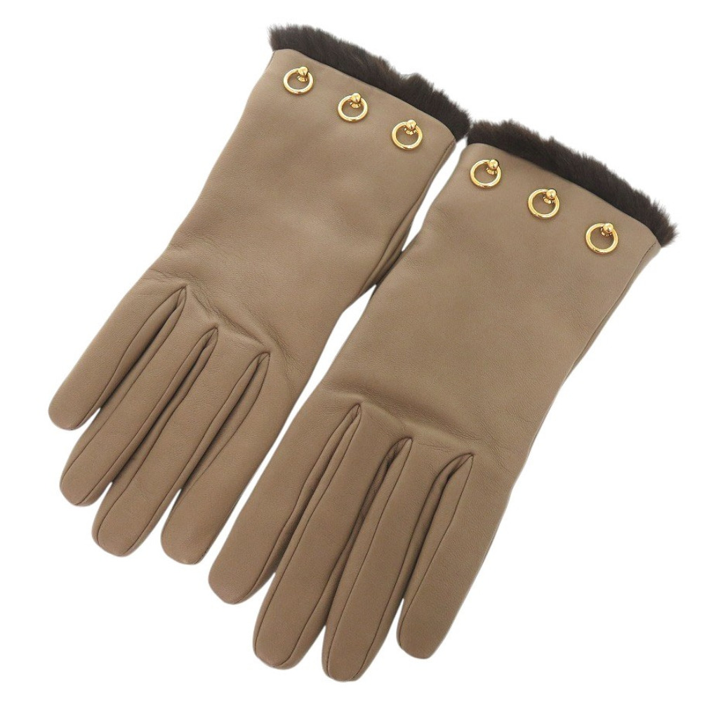 新品同様 手袋・グローブ カシミヤ/ラムスキン ブラウン 1415【中古】 レディース