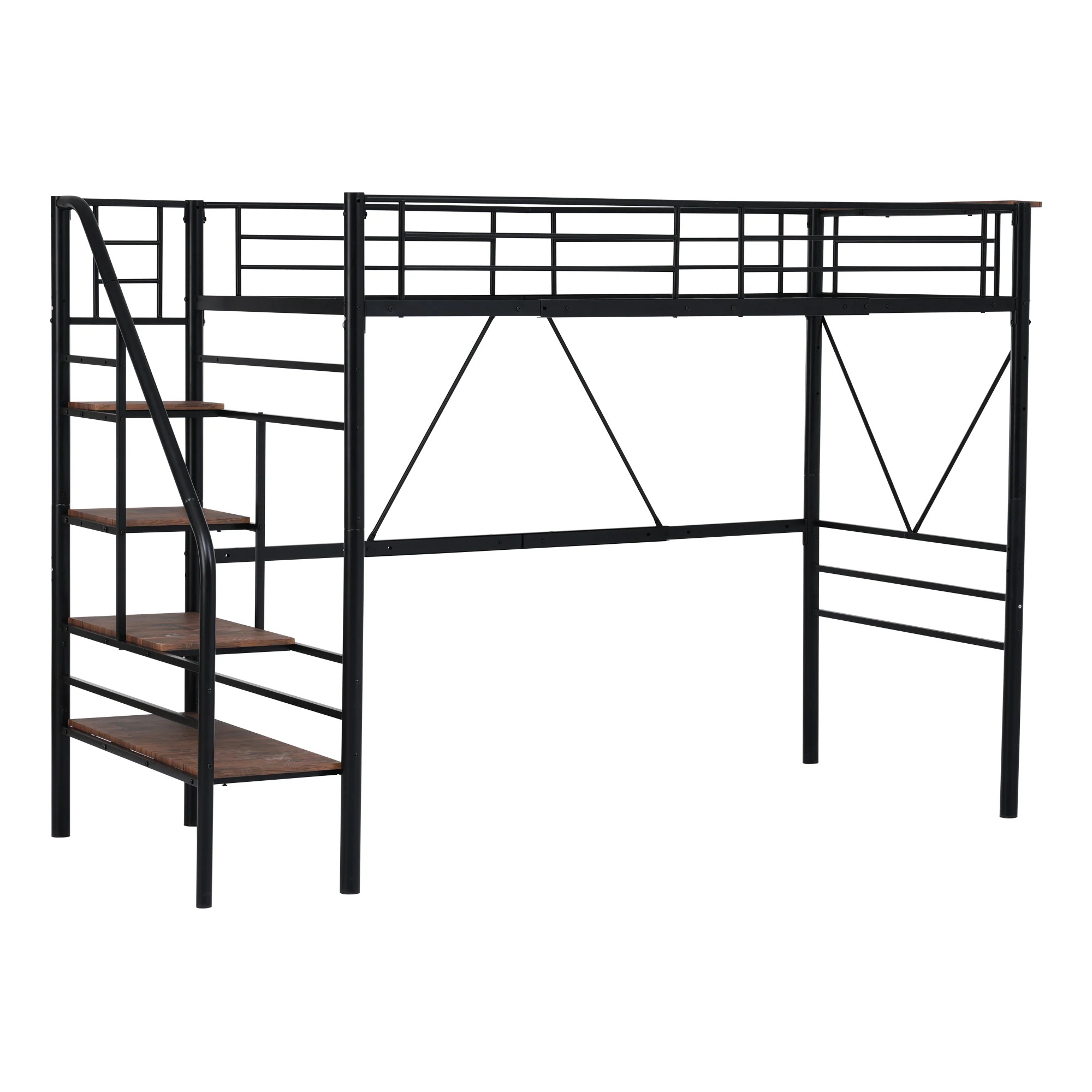 SD ロフトベッド 階段付き パイプベッドセミダブル コンセント付き 収納 スチール 耐震 ベッド シングル パイプベッド ベッドフレームのみ【SDセミダブル】 44,045円