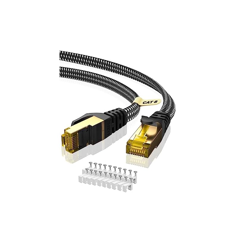 BUSOHE LANケーブル 20M CAT8フラットランケーブル高速 40Gbps 2000MHz RJ45 有線lanケーブル薄型イーサネットケーブル 金メッキ カテゴリー8 lanケーブル PS
