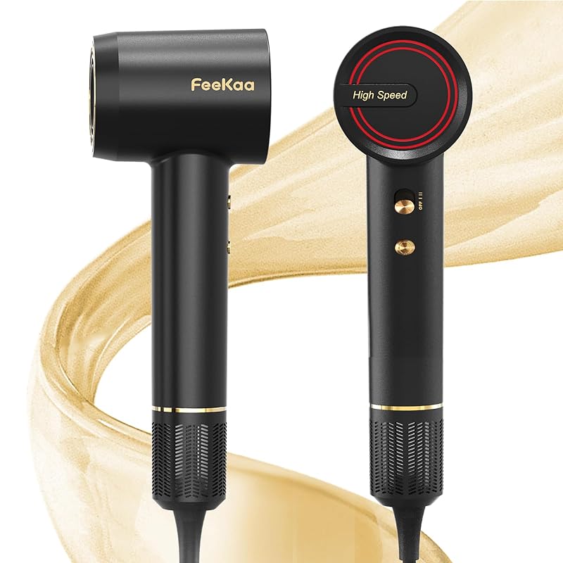 Feekaa ドライヤー 大風量 速乾 ヘアドライヤー 静音 軽量 2億高濃度マイナスイオンドライヤー 11万回転/分 23m/s超大風力 4段階温度調節 2段階風速調節 熱風冷風切替 過熱防止 髪