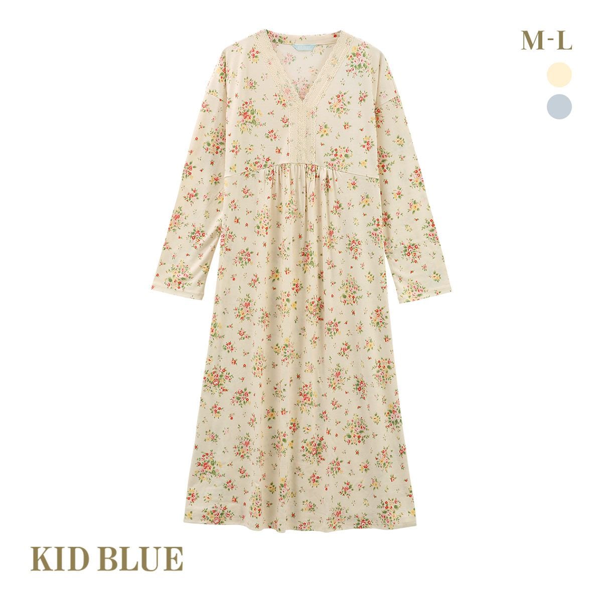キッドブルー 24ローズブーケN ワンピース ルームウェア パジャマ 長袖 KID BLUE