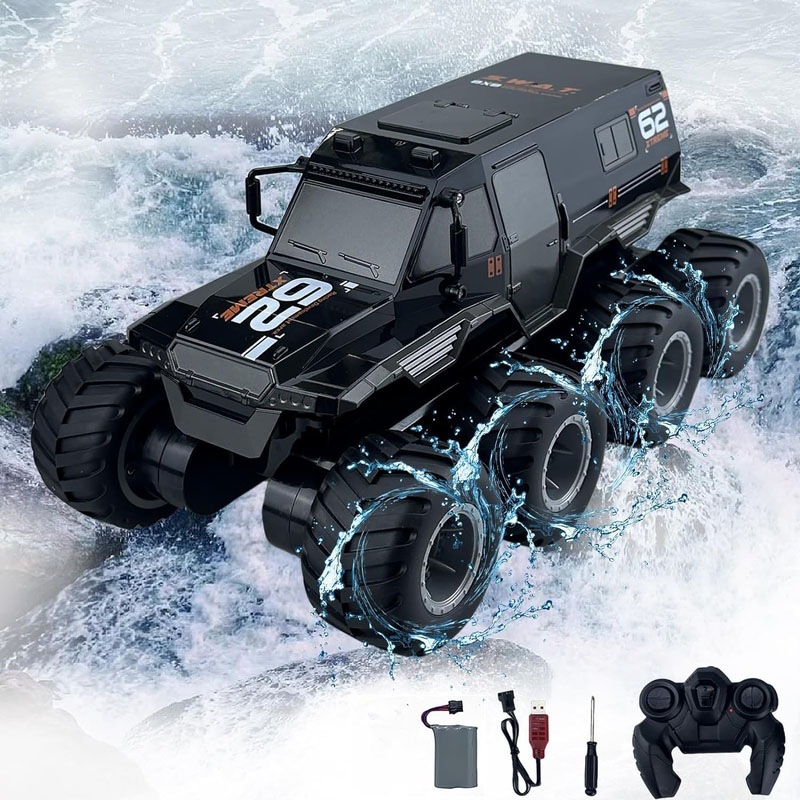 リモコンカー 防水 8輪駆動 モコン装甲車両水陸両用オフロードトラック ラジコンカー ラジコン車 オフロードカー おもちゃの車 電動RCカー スタント