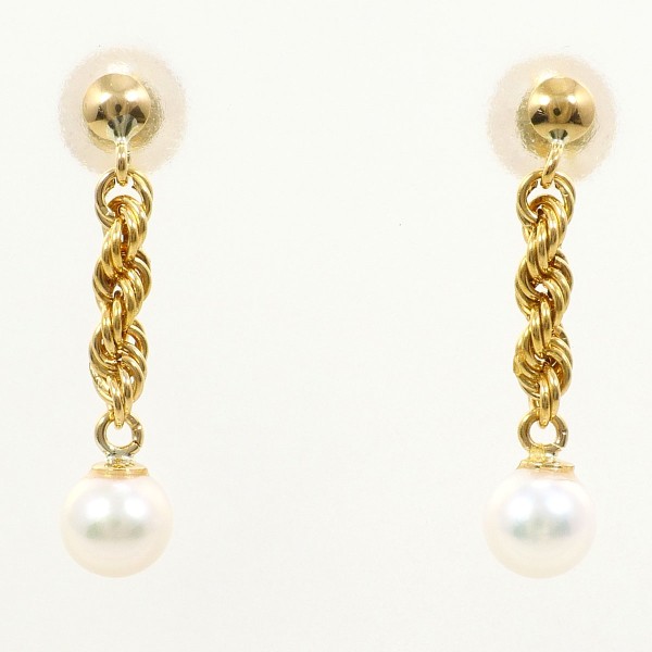 K18 18金 YG イエローゴールド ピアス パール(真珠) 総重量約0.5g ジュエリー 中古