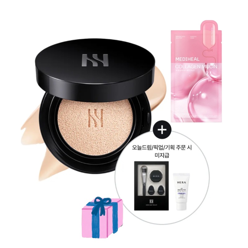 【本社/韓国正品】ブラッククッション(15g+15g)+クッションチーク+パフ2枚+メディヒールマスク付 限定セット 高カバー 崩れ防止 人気1位 韓国コスメ