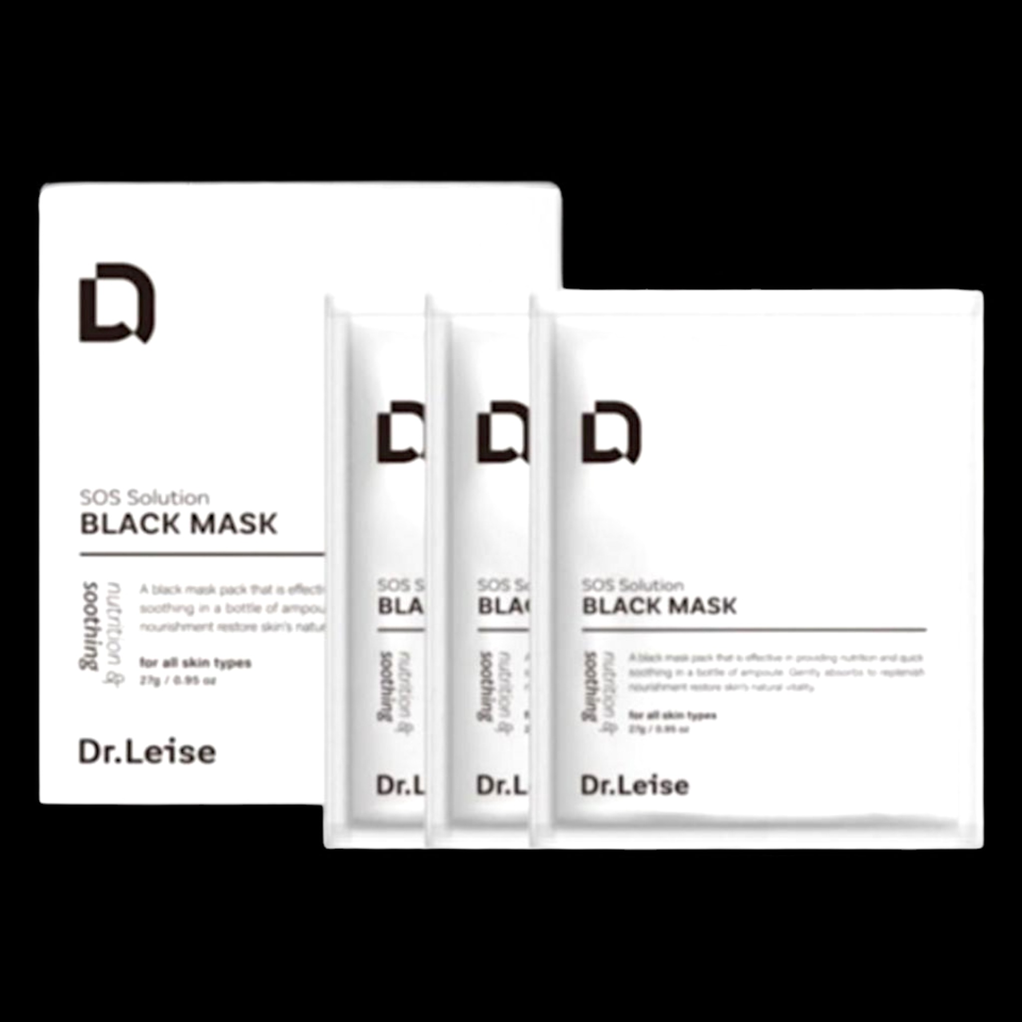 Dr.Leise SOS Solution BLACK MASK 10ea 1box, 堅炭, 鎮静, 保湿, 栄養, all skin types