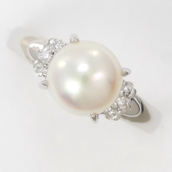 PT900 プラチナ リング 11号 パール(真珠) 約8mm ダイヤ 0.08 ジュエリー 中古