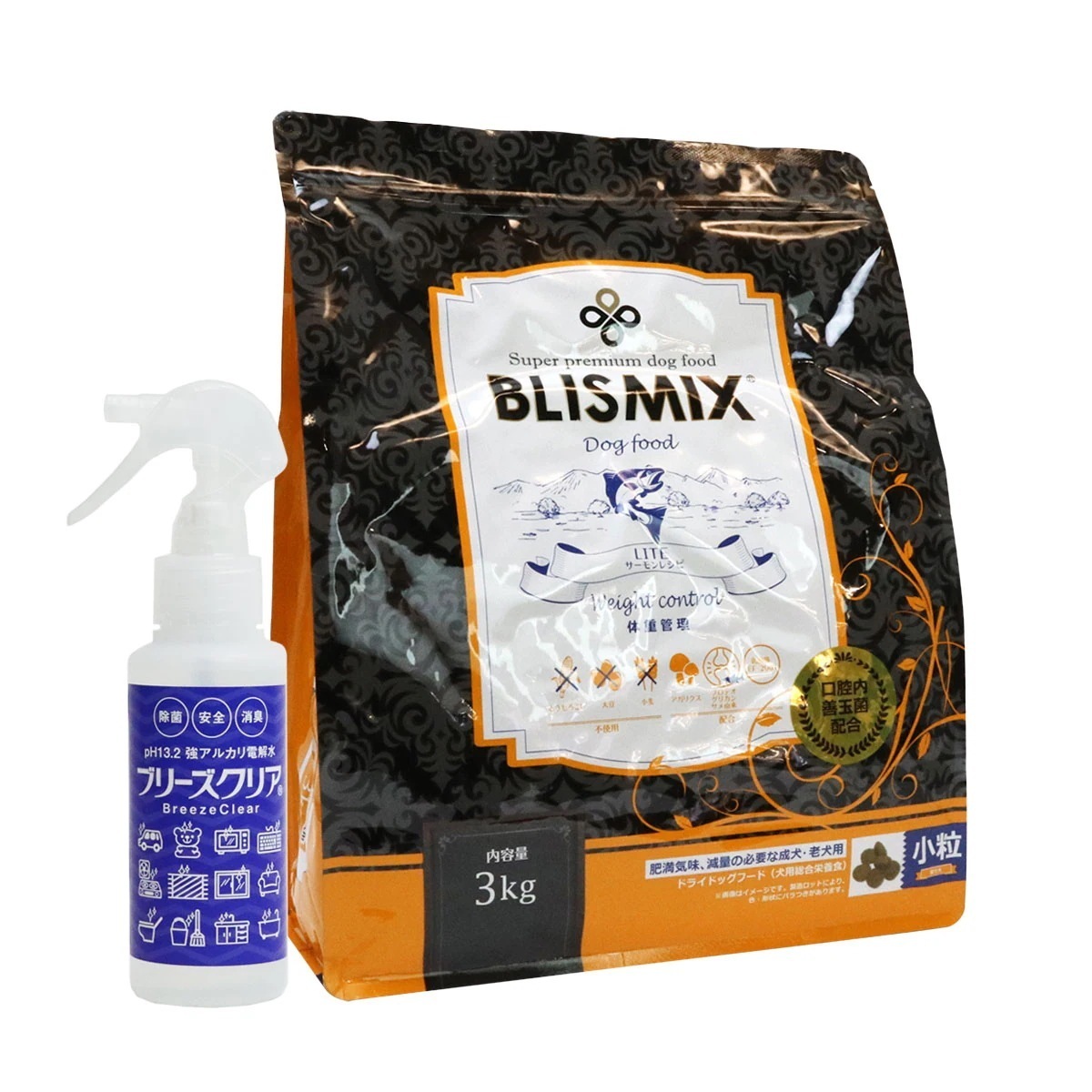 ドッグフード ライトウエイトコントロール 小粒 3kg 【ブリーズクリアph13.2強アルカリ電解水100ml付き】