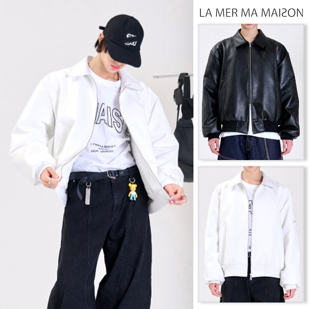 [LA MER MA MAISON] STITCH LEATHER JUMPER