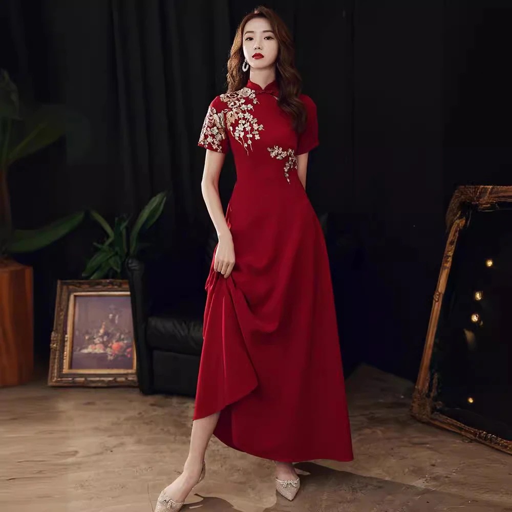 妊娠中の女性のチョンサム服2025サマーブライド大サイズの女性のための脂肪ウェディングドレス理解してください