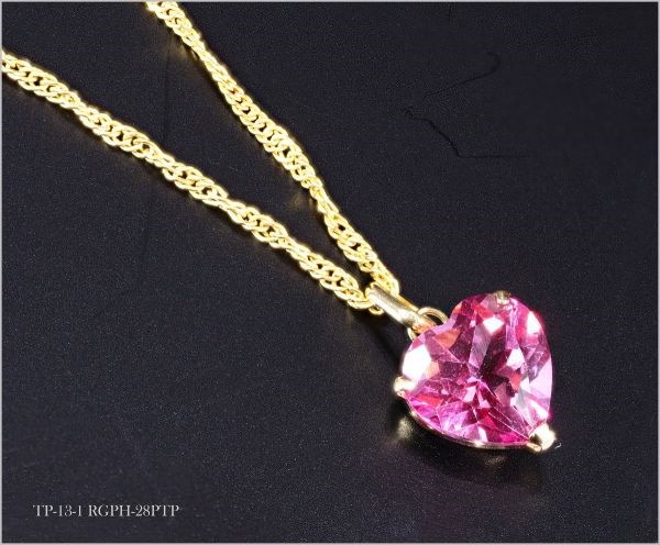 18金 天然 ピンク トパーズ ハート カット ネックレス No.TP-13 刻印有 18K 74