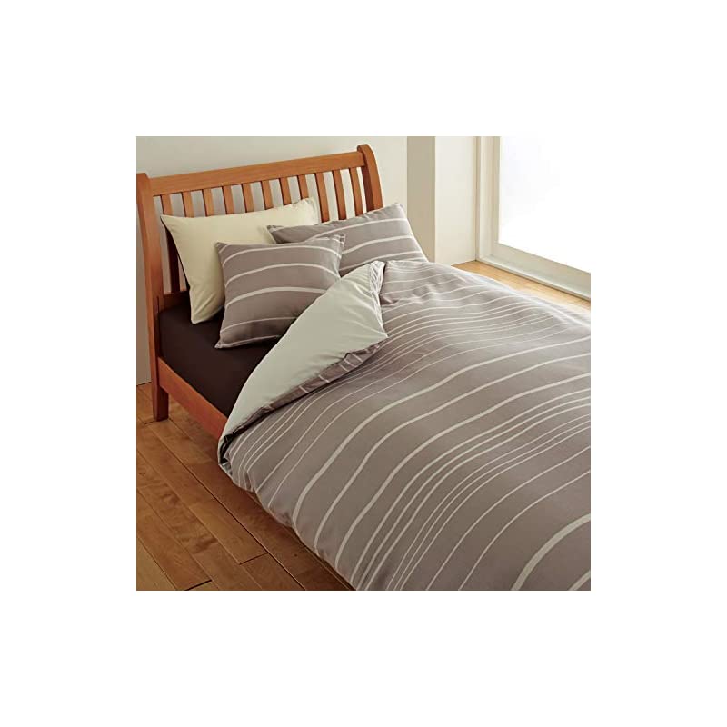 西川 (nishikawa) ミーィ 肌に優しいコットン100% 掛け布団カバー シングル ベージュ 吸水性にも優れ やわらかな手触り スナップ式のずれ防止ループで着脱簡単 ふとんの出し入れが簡単な両