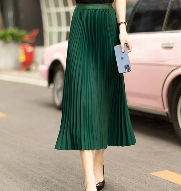 プリーツスカート さらさら ひざ下 ウエストゴム スカート タイト 細身 ストレート スマート プリーツ チュール 薄手 かわいい 大人可愛い きれいめ シンプル カジュアル 大人 おしゃれ 大人女子
