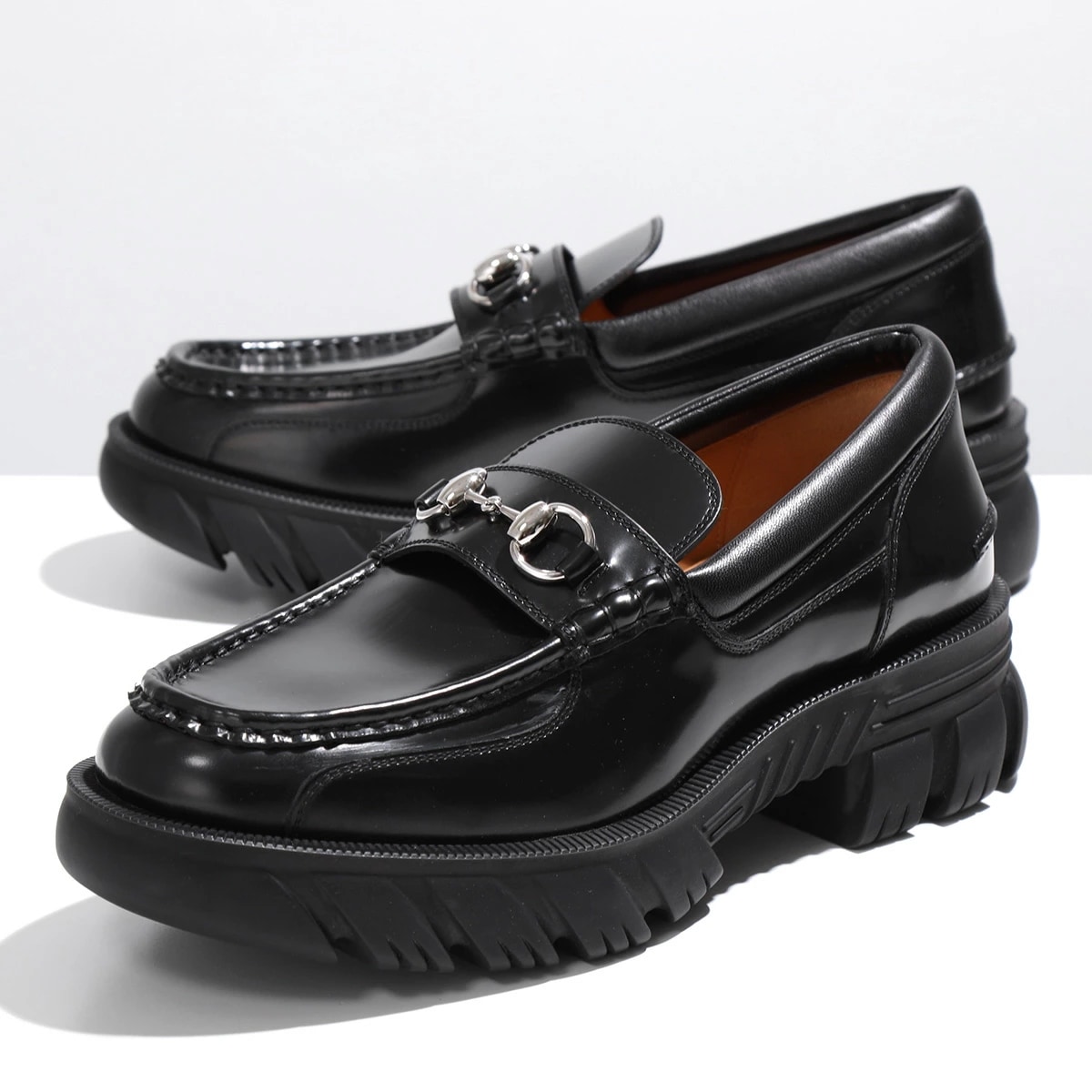 GUCCI グッチ ローファー 658822 DKSD0 メンズ ホースビット ラグソール レザー ヒールローファー シューズ 靴 1000/NERO/NERO