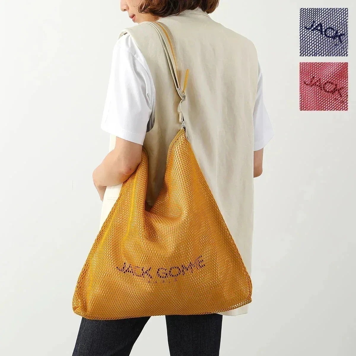 jack gomme ジャックゴム トートバッグ 1942 LIMA リマ M レディース ATELIERシリーズ ショルダーバッグ メッシュ ロゴ キーリング