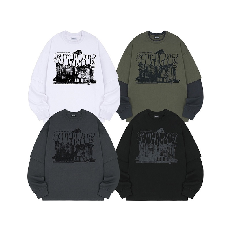 [TXT ヒュニンカイ 着用] Youth Club Graphic Layered Oversized Fit Long Sleeve 韓国 アイドル 長袖 Tシャツ レディース メンズ 7,920円
