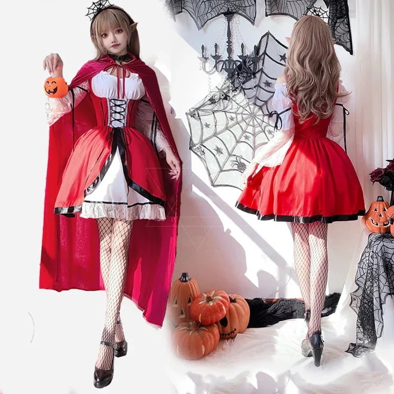 （2点セット）ハロウィン 今年 短纳期 魔女 巫女 コスプレ 学園祭 文化祭 リボン M L XL お祭り ワンピース