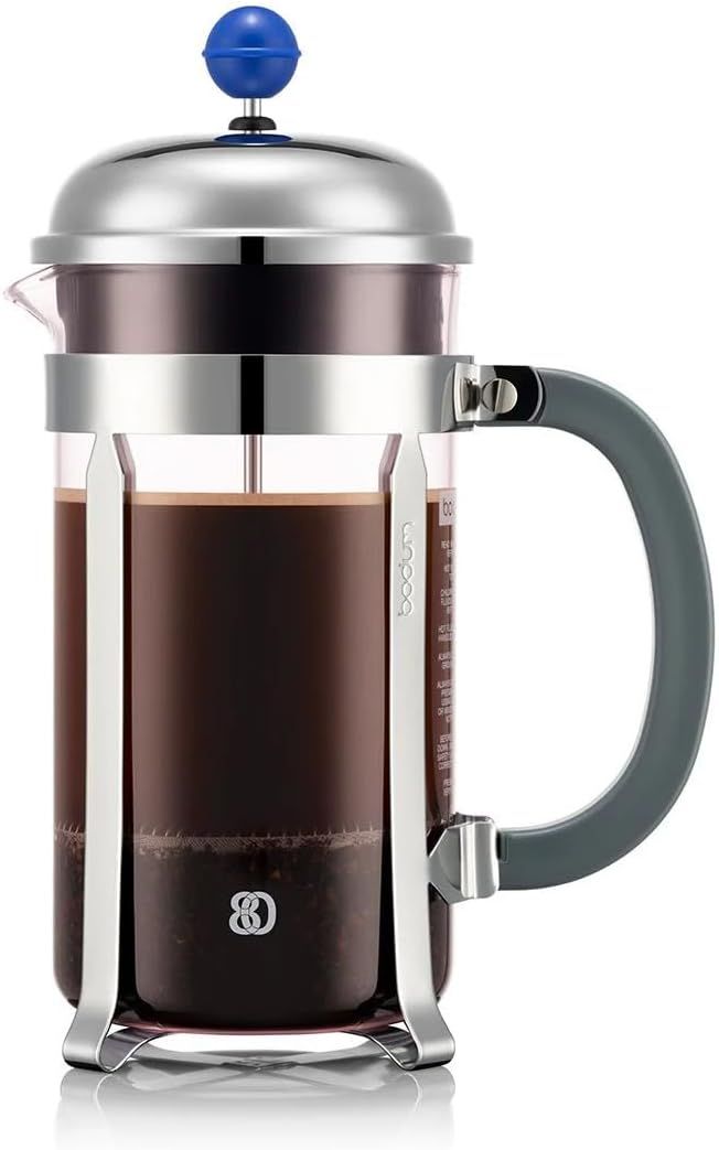 ボダム コーヒーメーカー コーヒープレス CHAMBORD シャンボール フレンチプレス コーヒーメーカー 1000ml 80周年限定 ピンク × ブルー × グレー ステンレスフィルター ガラスビー