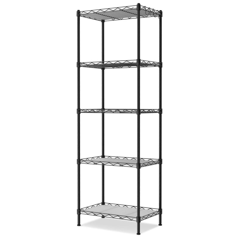 WORKPRO スチールラック 5段 耐荷重250kg 幅44×奥行29×高さ130cm ポール径16mm メタルラック キッチンシェルフ 棚 フック付き 防サビ加工 省スペース収納 キッチン ガレー
