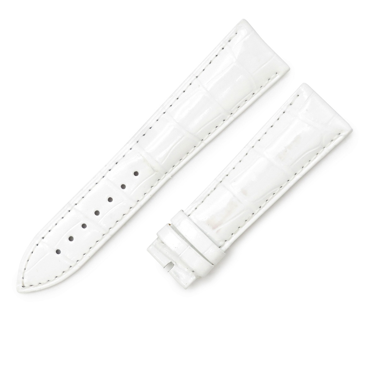 トノウカーベックス 8080/8083/8880用 クロコバンド メンズ 純正 ロング シャイニー 艶 22mm 白 3年保証腕時計用ベルト