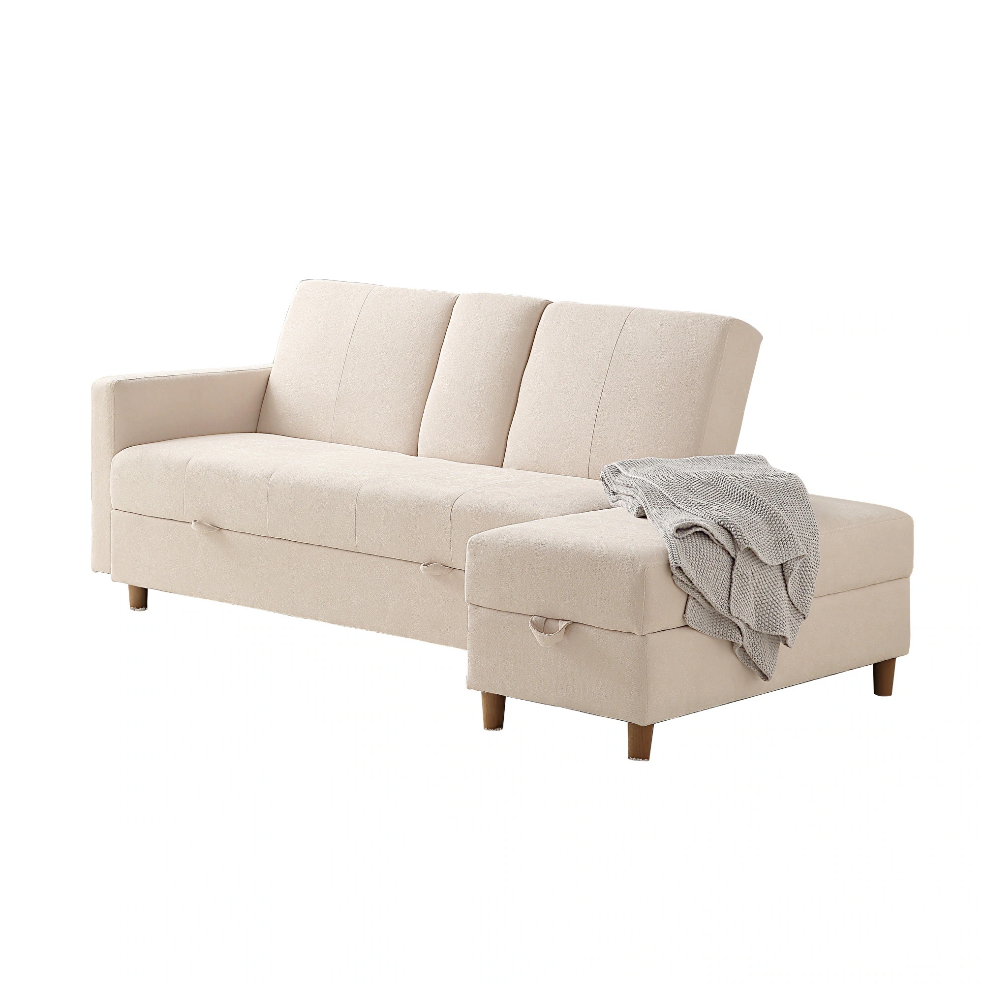 【国内即発送】ソファー 3人掛け ソファ 多機能ソファベッド 収納機能 引き出し オットマン おしゃれ コーナーソファー コーナー 【アイボリー】