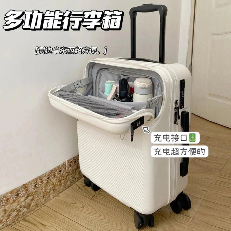 フロントオープン 荷物ケース 女性 多機能ロックボックス スーツケース ユニバーサル ホイール 搭乗ケース トロリーケース 男性